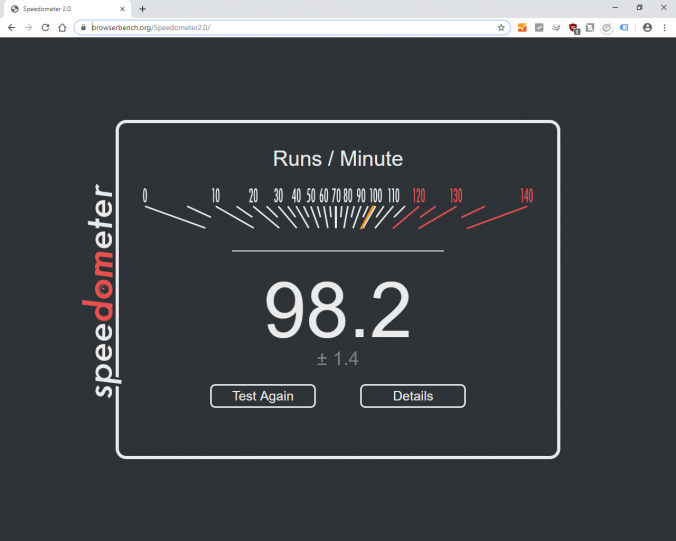 Measuring web browser performance using Browserbench Speedometer Tech